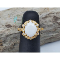 Victoria Art Deco Large Oval Halo Ring