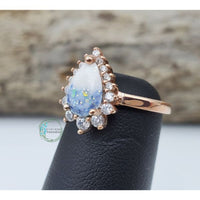 Permafrost Teardrop Halo Ring Set