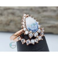 Permafrost Teardrop Halo Ring Set